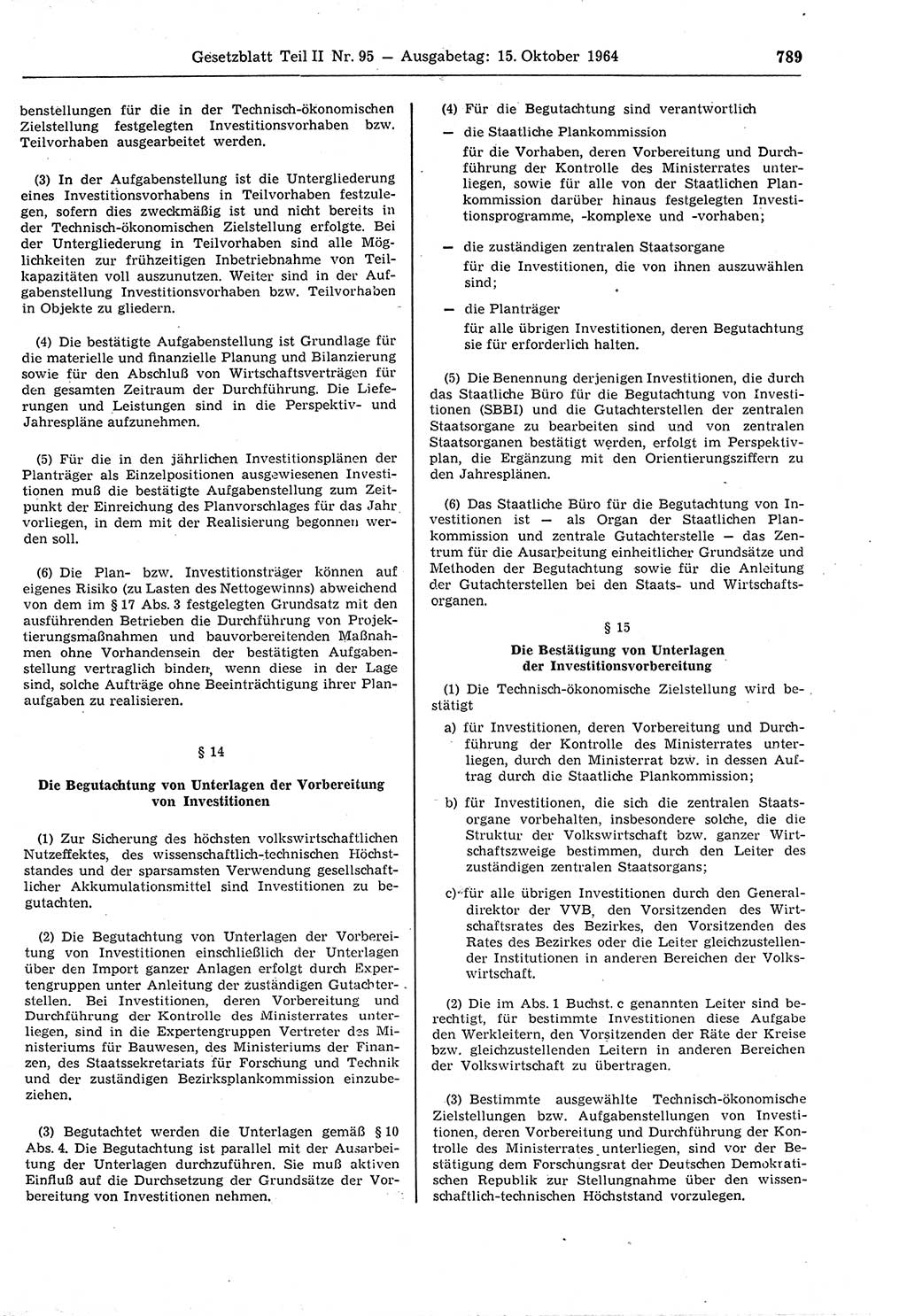 Gesetzblatt (GBl.) der Deutschen Demokratischen Republik (DDR) Teil ⅠⅠ 1964, Seite 789 (GBl. DDR ⅠⅠ 1964, S. 789)