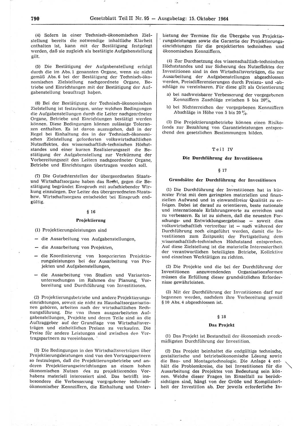 Gesetzblatt (GBl.) der Deutschen Demokratischen Republik (DDR) Teil ⅠⅠ 1964, Seite 790 (GBl. DDR ⅠⅠ 1964, S. 790)