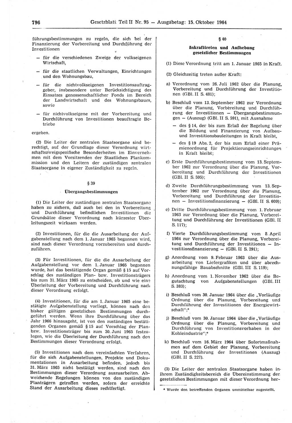 Gesetzblatt (GBl.) der Deutschen Demokratischen Republik (DDR) Teil ⅠⅠ 1964, Seite 796 (GBl. DDR ⅠⅠ 1964, S. 796)