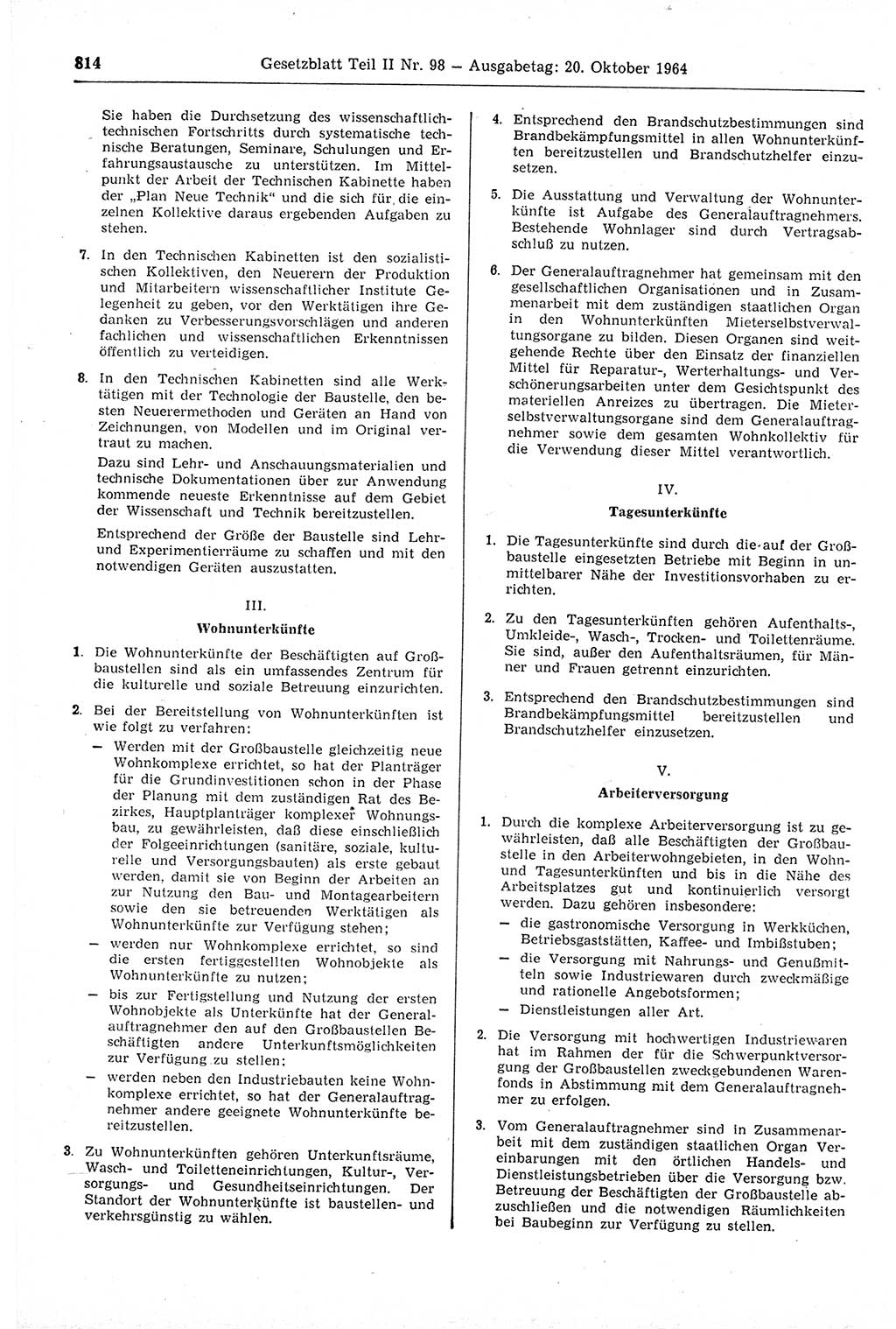 Gesetzblatt (GBl.) der Deutschen Demokratischen Republik (DDR) Teil ⅠⅠ 1964, Seite 814 (GBl. DDR ⅠⅠ 1964, S. 814)