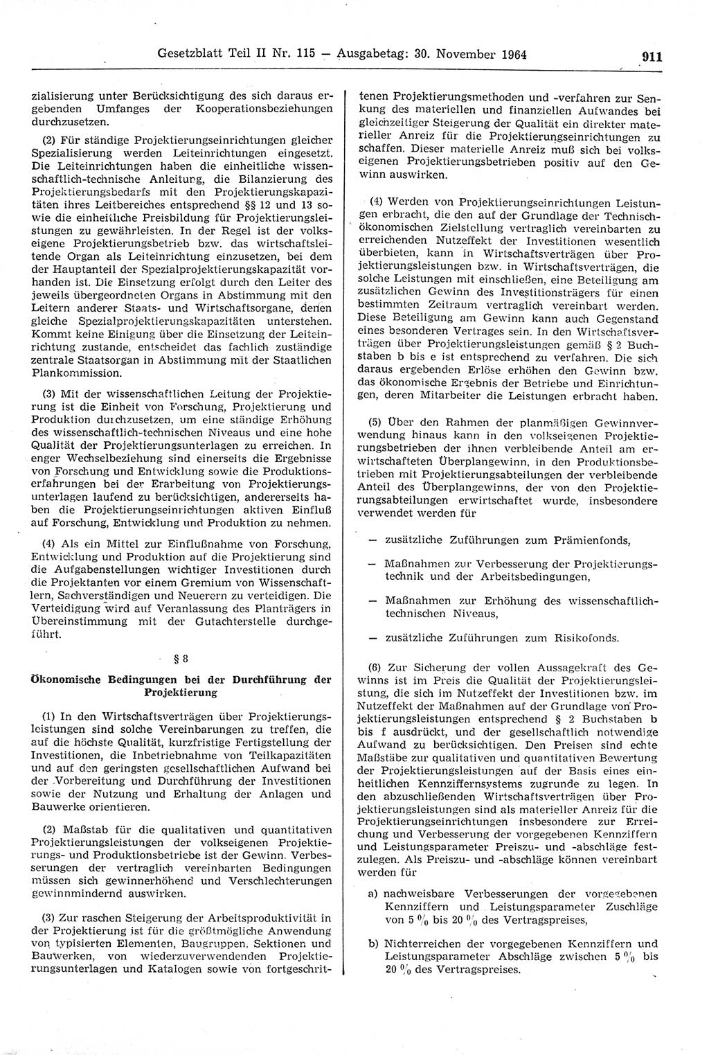 Gesetzblatt (GBl.) der Deutschen Demokratischen Republik (DDR) Teil ⅠⅠ 1964, Seite 911 (GBl. DDR ⅠⅠ 1964, S. 911)