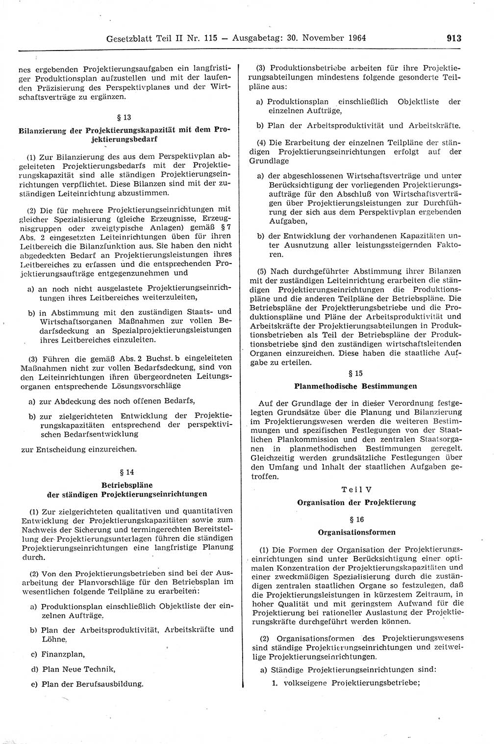 Gesetzblatt (GBl.) der Deutschen Demokratischen Republik (DDR) Teil ⅠⅠ 1964, Seite 913 (GBl. DDR ⅠⅠ 1964, S. 913)
