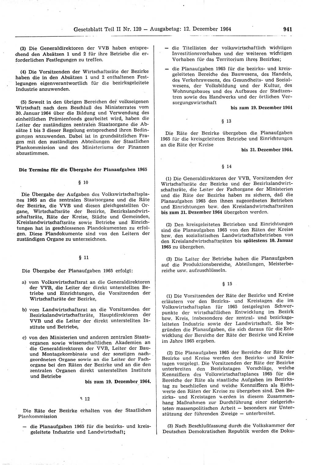 Gesetzblatt (GBl.) der Deutschen Demokratischen Republik (DDR) Teil ⅠⅠ 1964, Seite 941 (GBl. DDR ⅠⅠ 1964, S. 941)