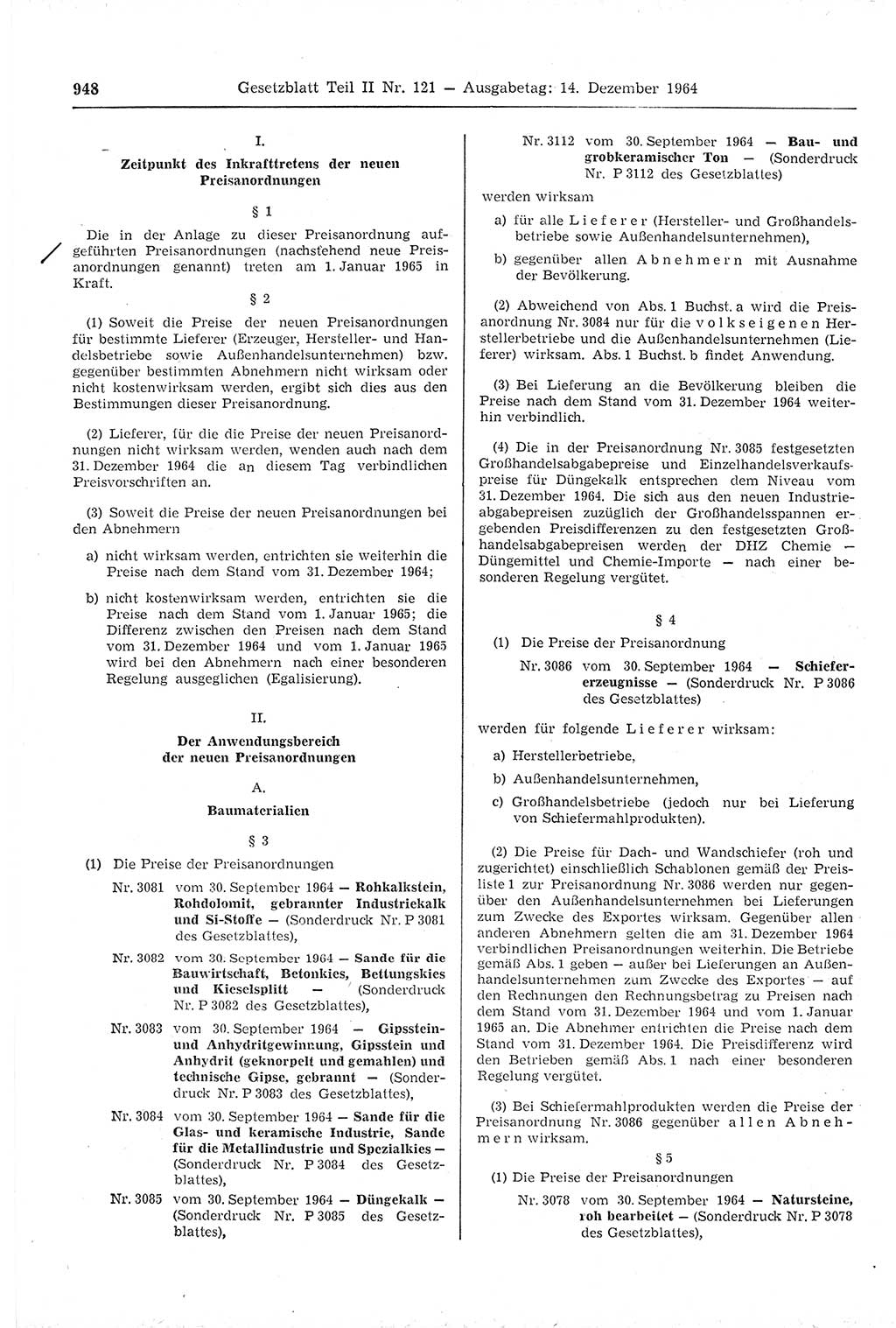 Gesetzblatt (GBl.) der Deutschen Demokratischen Republik (DDR) Teil ⅠⅠ 1964, Seite 948 (GBl. DDR ⅠⅠ 1964, S. 948)