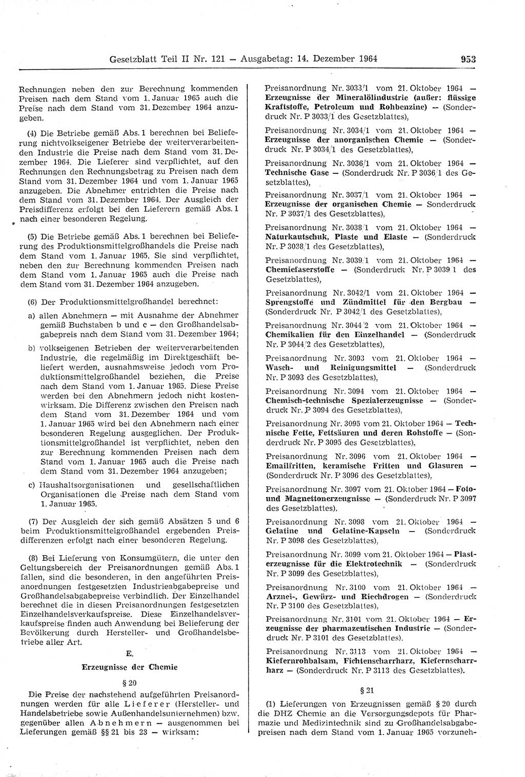Gesetzblatt (GBl.) der Deutschen Demokratischen Republik (DDR) Teil ⅠⅠ 1964, Seite 953 (GBl. DDR ⅠⅠ 1964, S. 953)