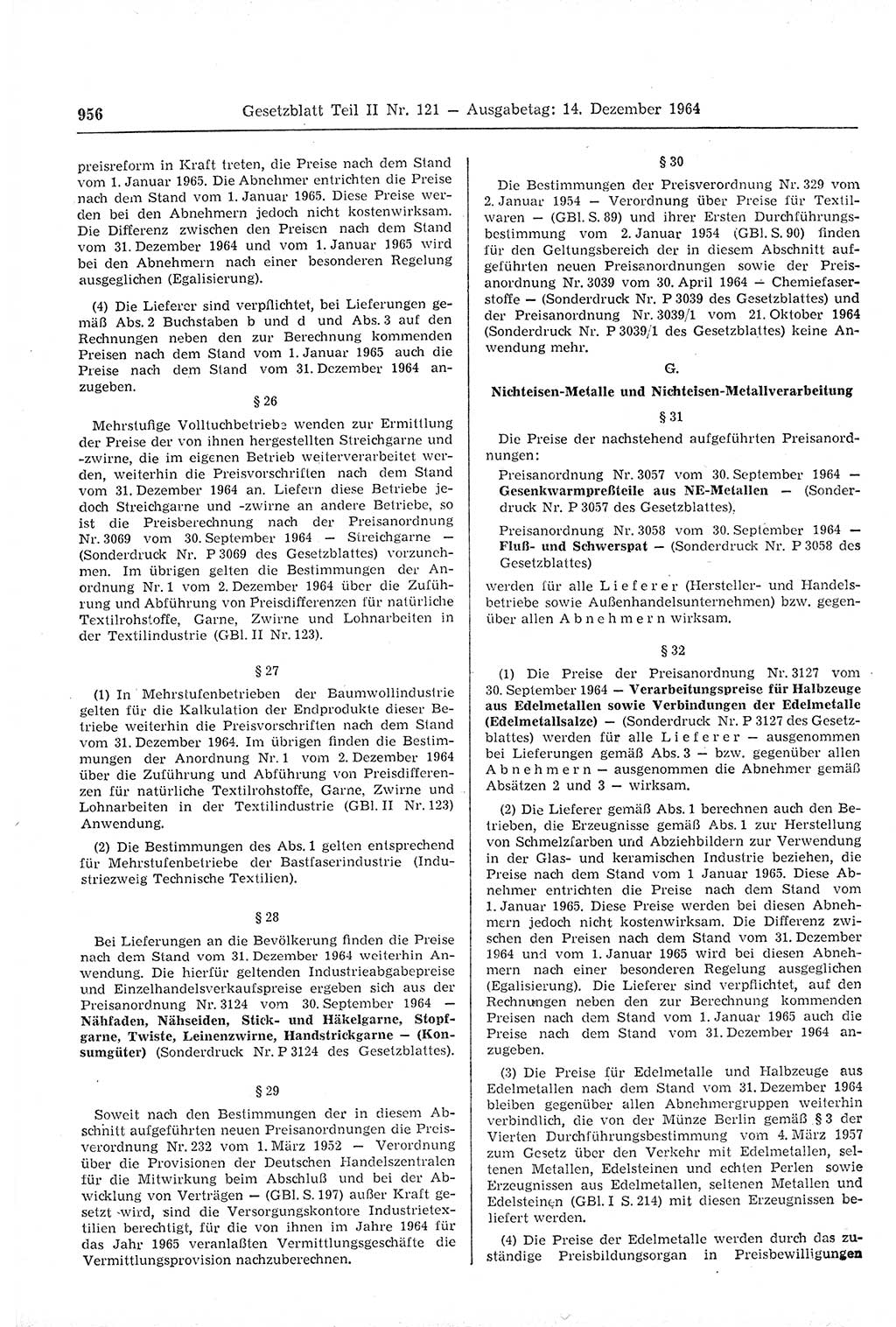 Gesetzblatt (GBl.) der Deutschen Demokratischen Republik (DDR) Teil ⅠⅠ 1964, Seite 956 (GBl. DDR ⅠⅠ 1964, S. 956)