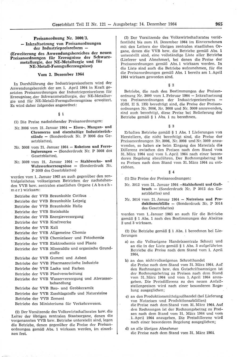 Gesetzblatt (GBl.) der Deutschen Demokratischen Republik (DDR) Teil ⅠⅠ 1964, Seite 965 (GBl. DDR ⅠⅠ 1964, S. 965)