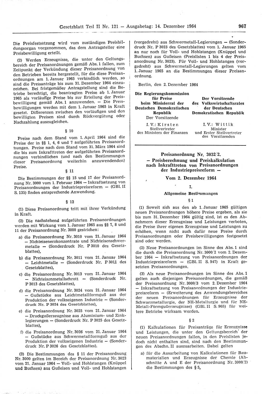 Gesetzblatt (GBl.) der Deutschen Demokratischen Republik (DDR) Teil ⅠⅠ 1964, Seite 967 (GBl. DDR ⅠⅠ 1964, S. 967)
