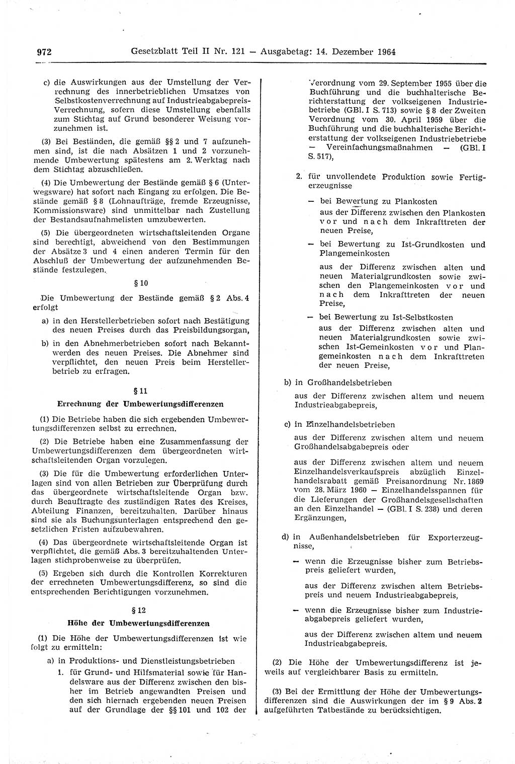 Gesetzblatt (GBl.) der Deutschen Demokratischen Republik (DDR) Teil ⅠⅠ 1964, Seite 972 (GBl. DDR ⅠⅠ 1964, S. 972)