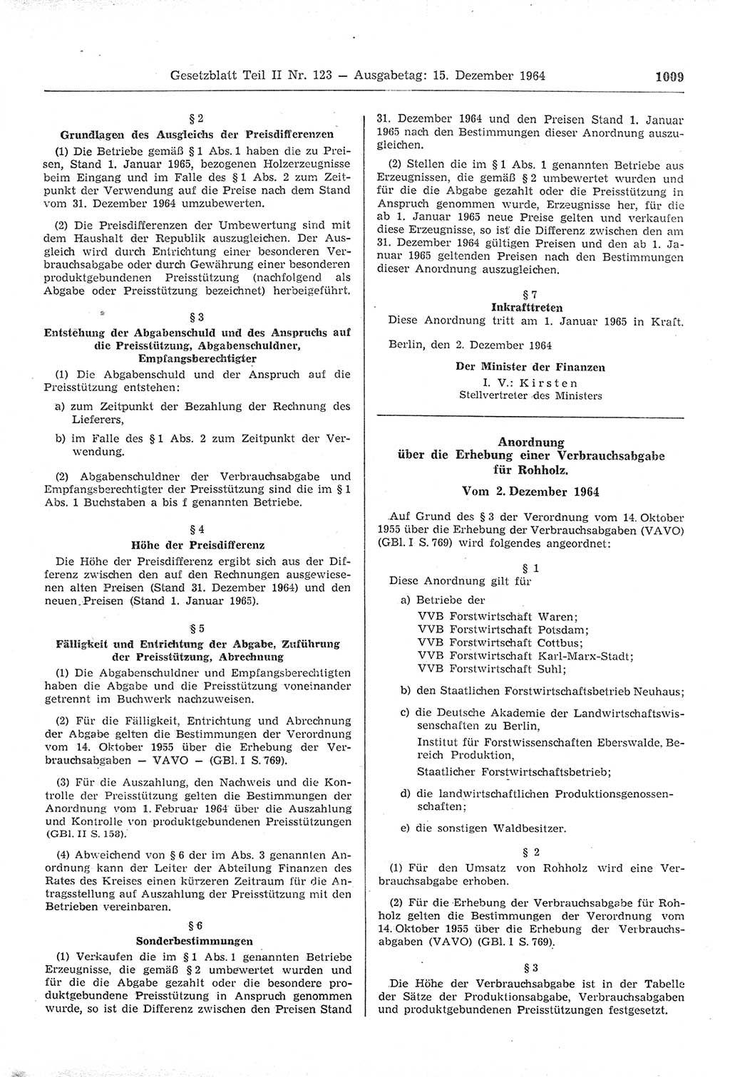 Gesetzblatt (GBl.) der Deutschen Demokratischen Republik (DDR) Teil ⅠⅠ 1964, Seite 1009 (GBl. DDR ⅠⅠ 1964, S. 1009)