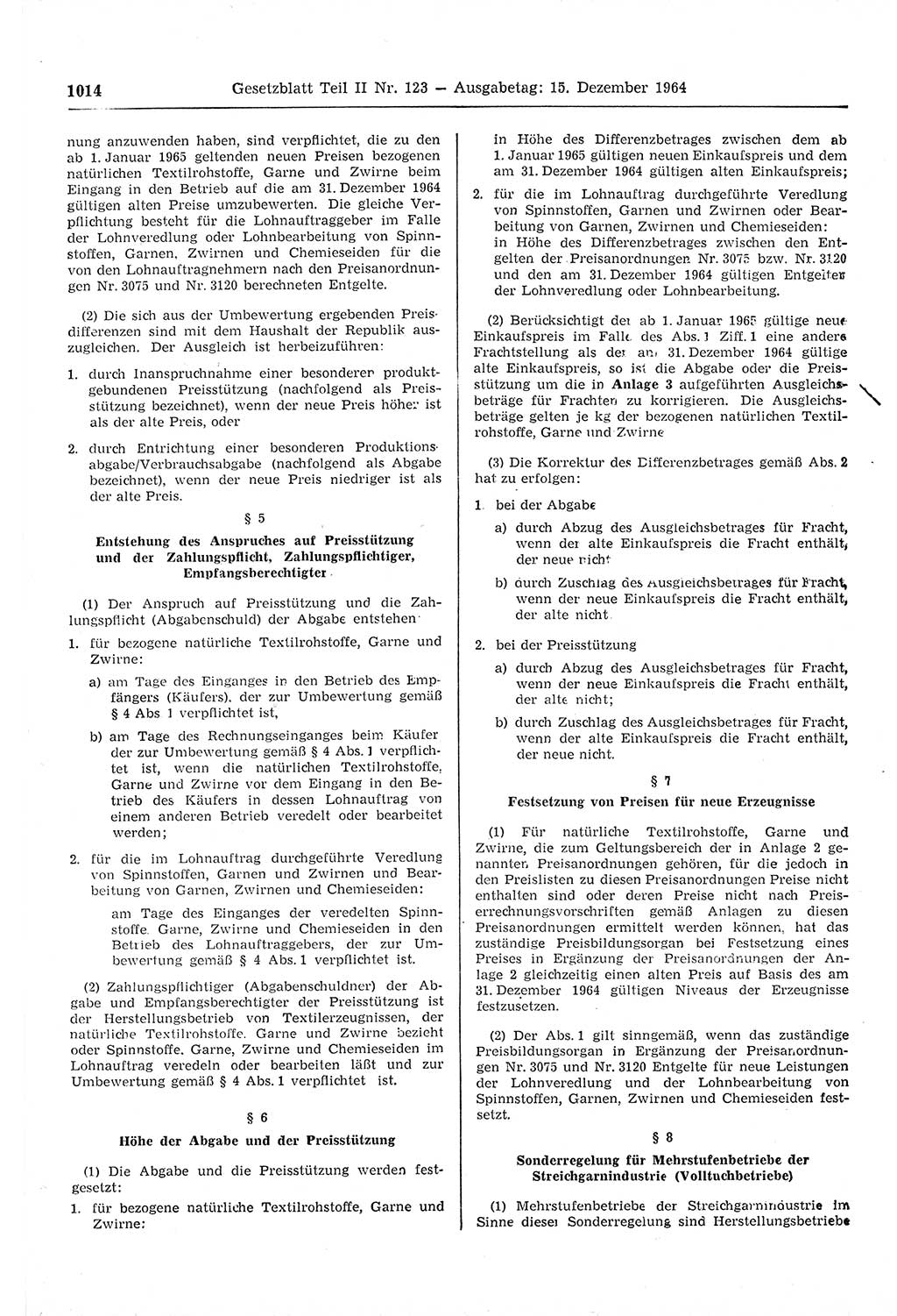 Gesetzblatt (GBl.) der Deutschen Demokratischen Republik (DDR) Teil ⅠⅠ 1964, Seite 1014 (GBl. DDR ⅠⅠ 1964, S. 1014)