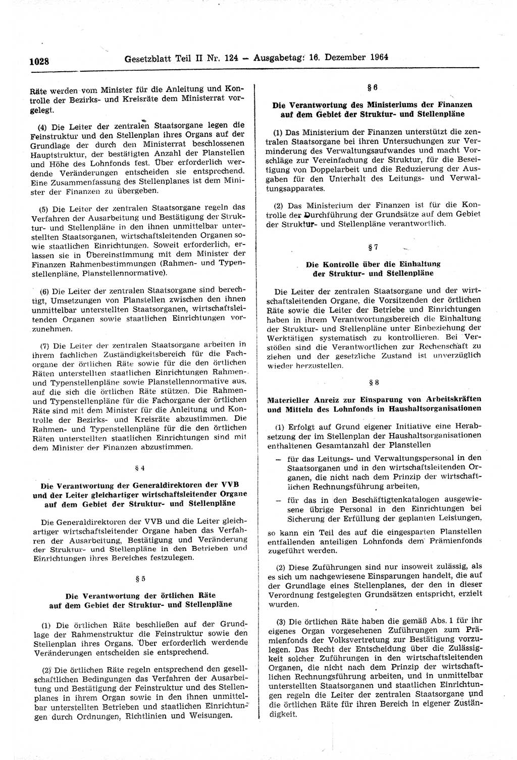 Gesetzblatt (GBl.) der Deutschen Demokratischen Republik (DDR) Teil ⅠⅠ 1964, Seite 1028 (GBl. DDR ⅠⅠ 1964, S. 1028)