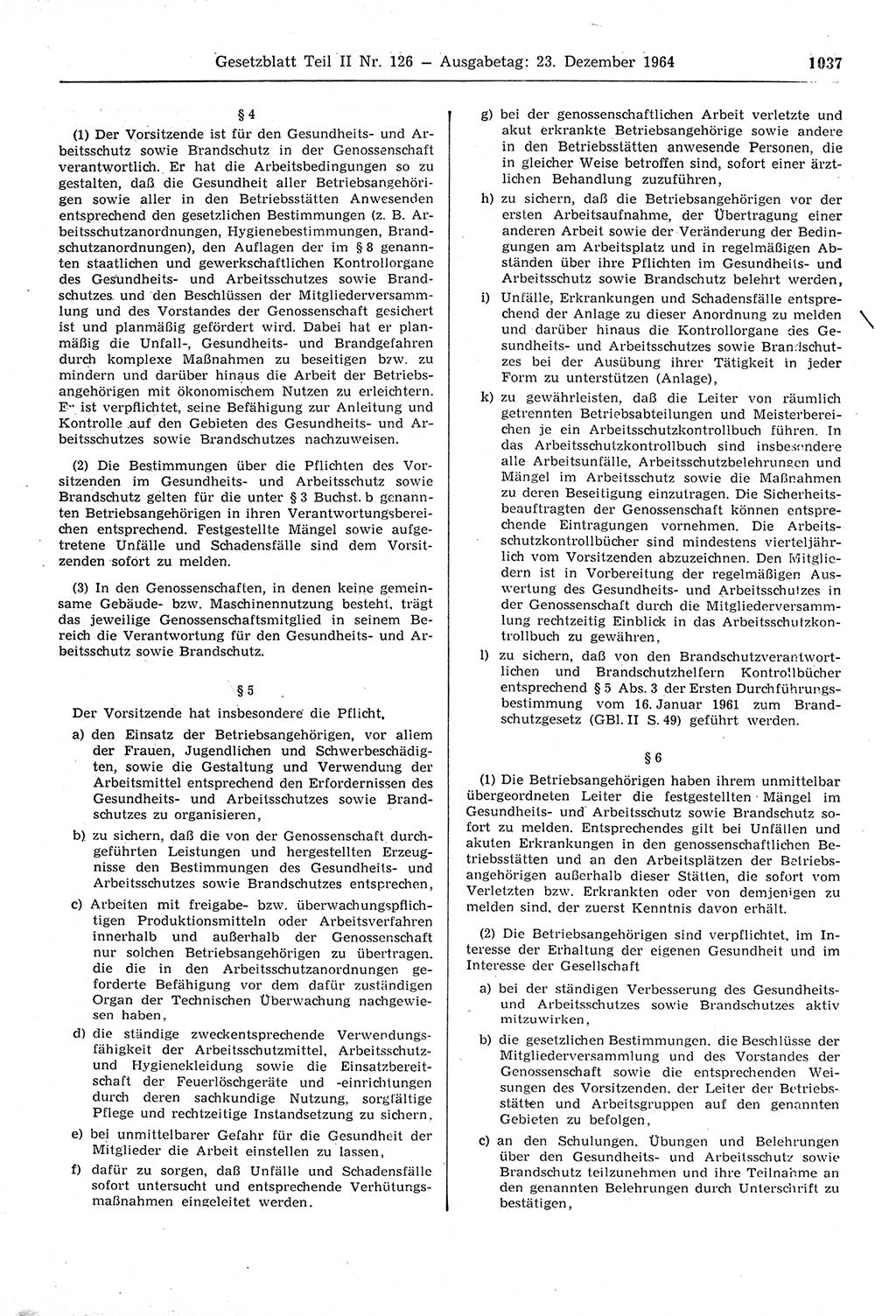 Gesetzblatt (GBl.) der Deutschen Demokratischen Republik (DDR) Teil ⅠⅠ 1964, Seite 1037 (GBl. DDR ⅠⅠ 1964, S. 1037)