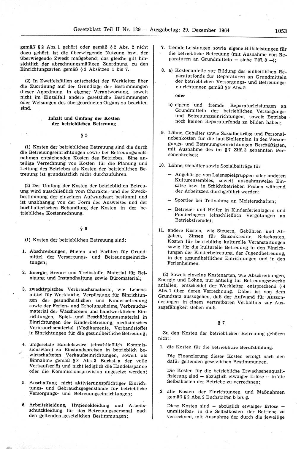 Gesetzblatt (GBl.) der Deutschen Demokratischen Republik (DDR) Teil ⅠⅠ 1964, Seite 1053 (GBl. DDR ⅠⅠ 1964, S. 1053)