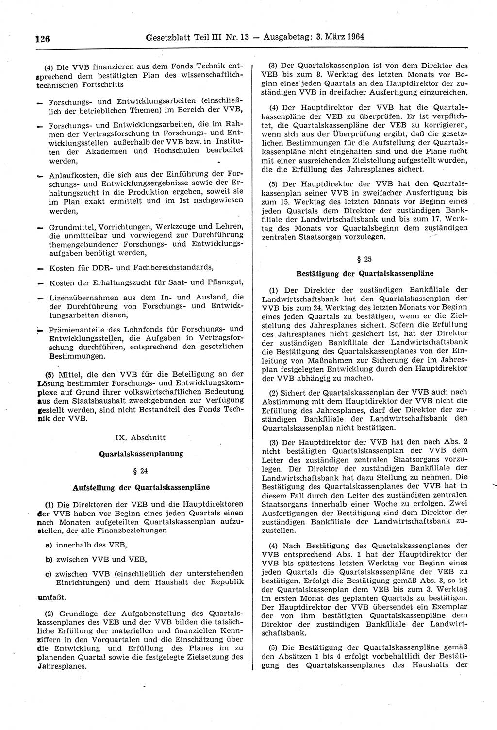 Gesetzblatt (GBl.) der Deutschen Demokratischen Republik (DDR) Teil ⅠⅠⅠ 1964, Seite 126 (GBl. DDR ⅠⅠⅠ 1964, S. 126)