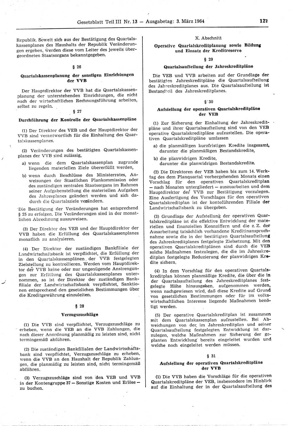 Gesetzblatt (GBl.) der Deutschen Demokratischen Republik (DDR) Teil ⅠⅠⅠ 1964, Seite 127 (GBl. DDR ⅠⅠⅠ 1964, S. 127)