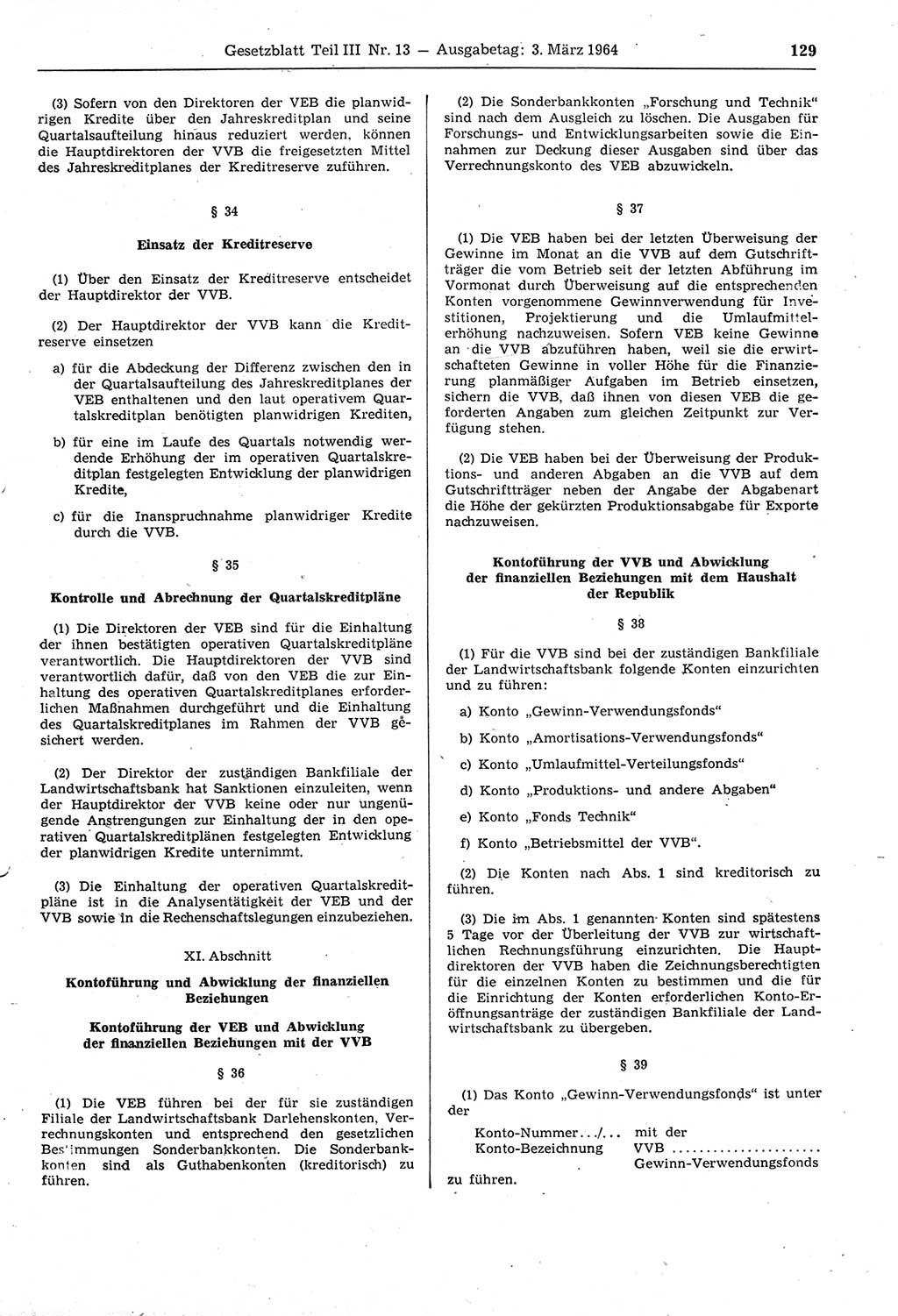 Gesetzblatt (GBl.) der Deutschen Demokratischen Republik (DDR) Teil ⅠⅠⅠ 1964, Seite 129 (GBl. DDR ⅠⅠⅠ 1964, S. 129)