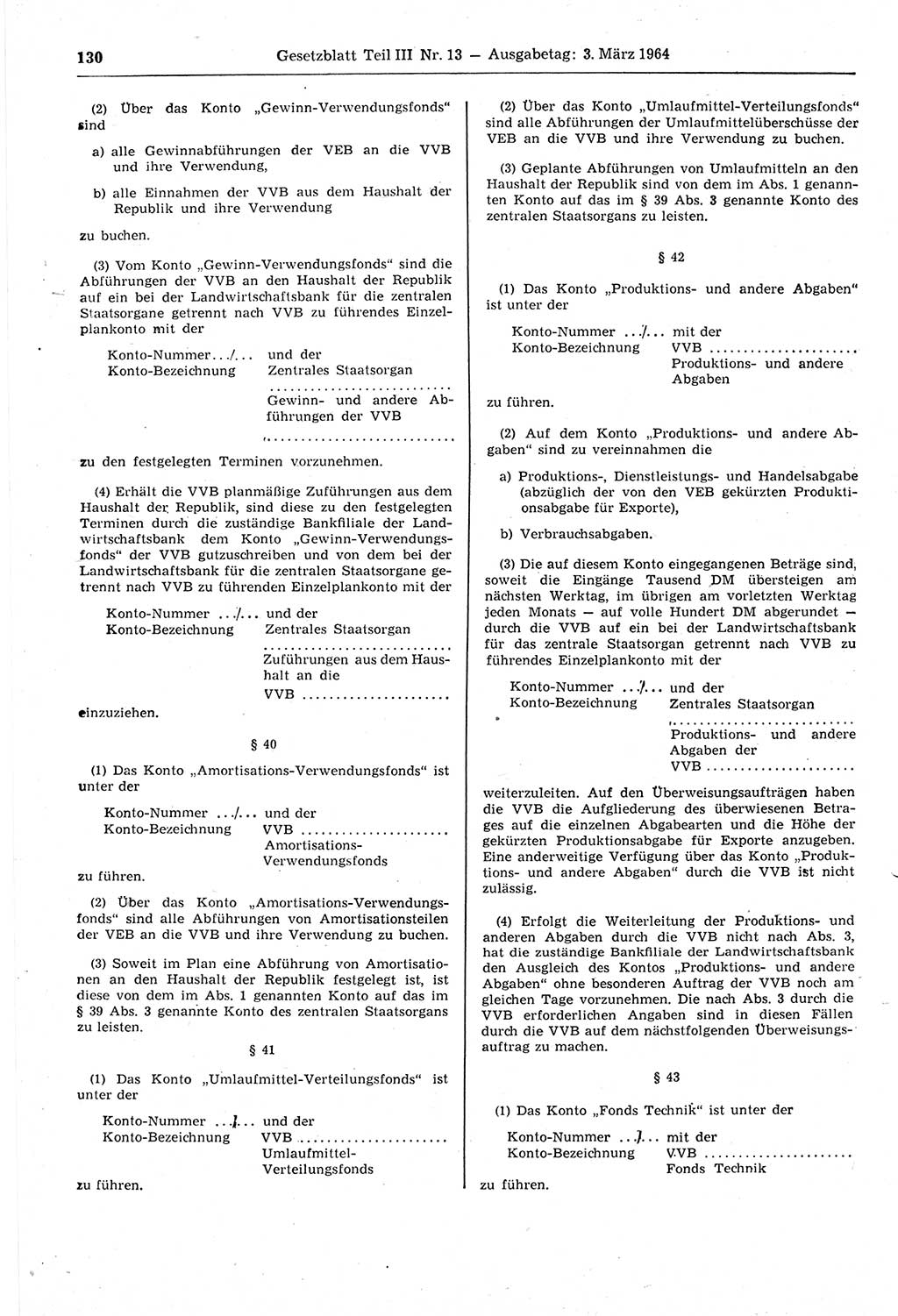 Gesetzblatt (GBl.) der Deutschen Demokratischen Republik (DDR) Teil ⅠⅠⅠ 1964, Seite 130 (GBl. DDR ⅠⅠⅠ 1964, S. 130)