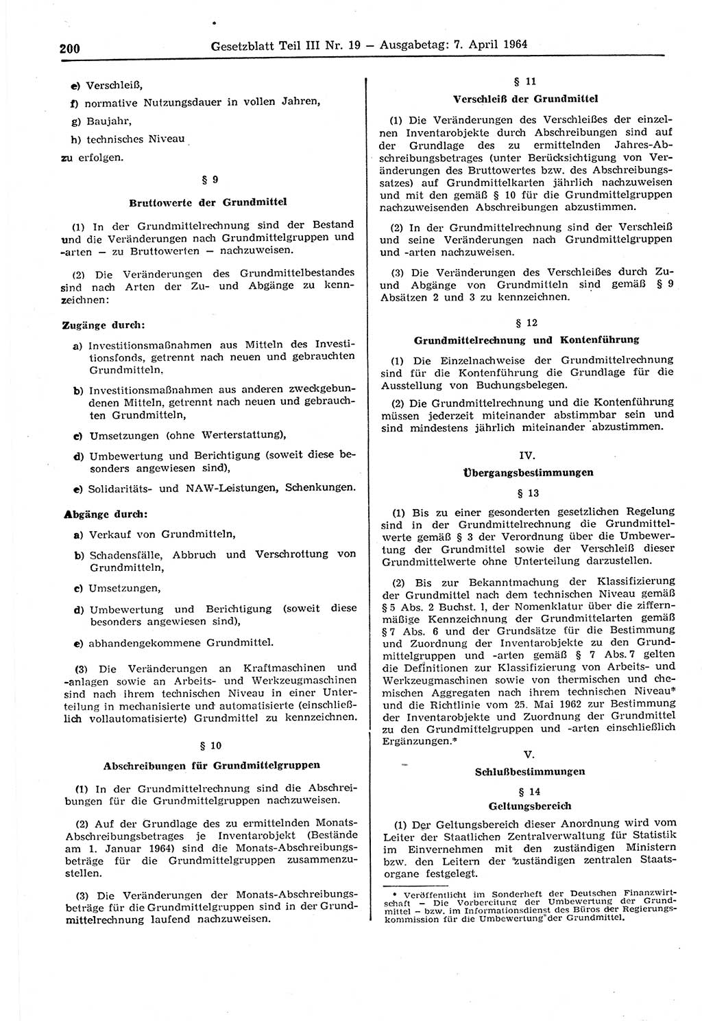 Gesetzblatt (GBl.) der Deutschen Demokratischen Republik (DDR) Teil ⅠⅠⅠ 1964, Seite 200 (GBl. DDR ⅠⅠⅠ 1964, S. 200)