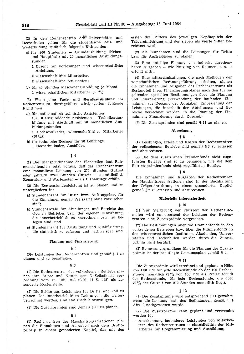 Gesetzblatt (GBl.) der Deutschen Demokratischen Republik (DDR) Teil ⅠⅠⅠ 1964, Seite 310 (GBl. DDR ⅠⅠⅠ 1964, S. 310)