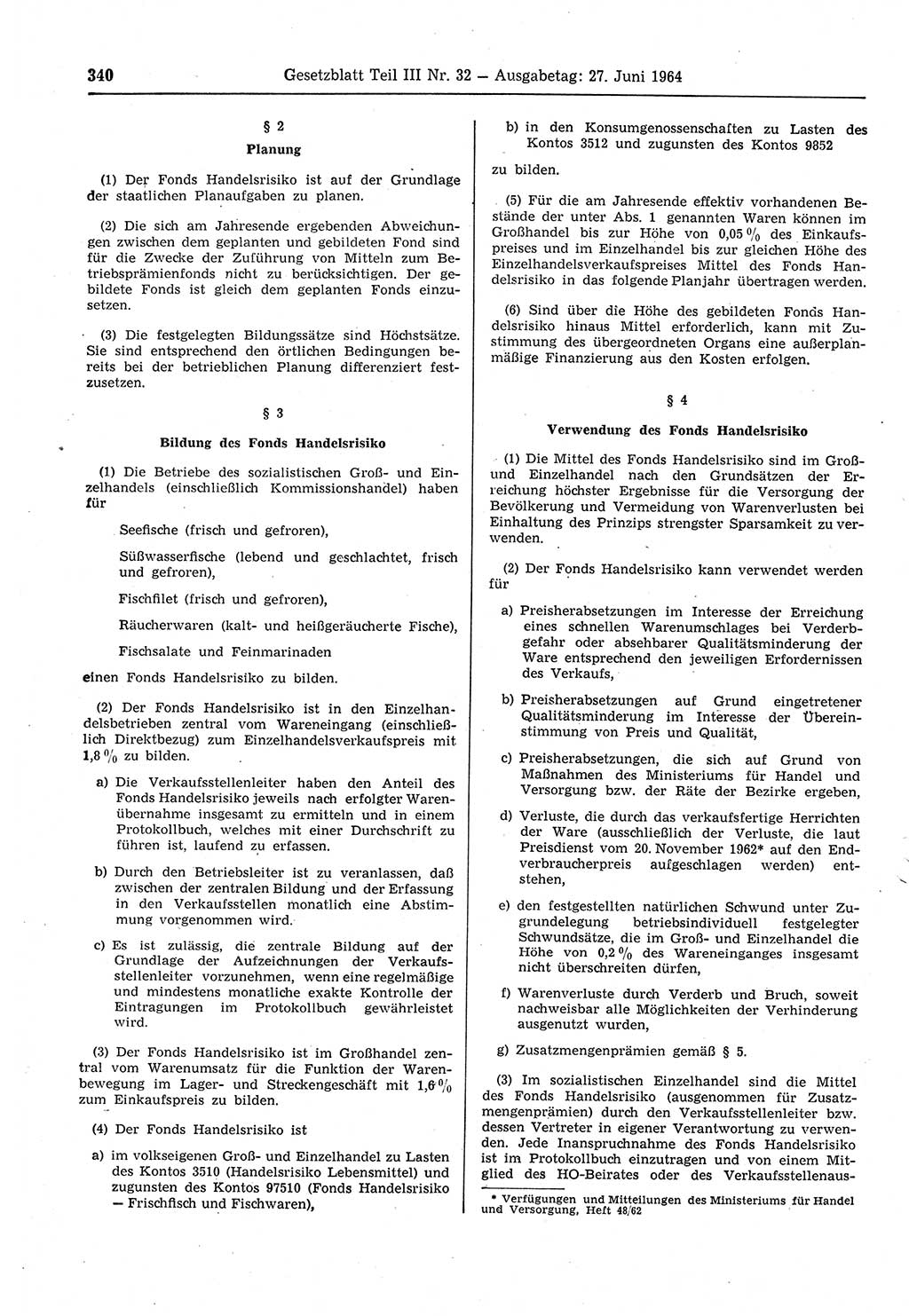 Gesetzblatt (GBl.) der Deutschen Demokratischen Republik (DDR) Teil ⅠⅠⅠ 1964, Seite 340 (GBl. DDR ⅠⅠⅠ 1964, S. 340)