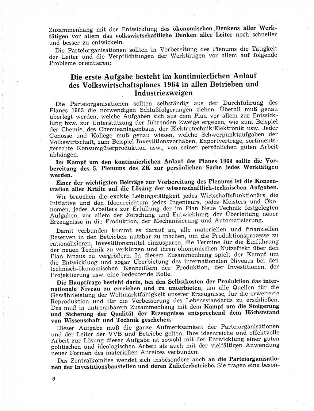 Neuer Weg (NW), Organ des Zentralkomitees (ZK) der SED (Sozialistische Einheitspartei Deutschlands) für Fragen des Parteilebens, 19. Jahrgang [Deutsche Demokratische Republik (DDR)] 1964, Seite 6 (NW ZK SED DDR 1964, S. 6)