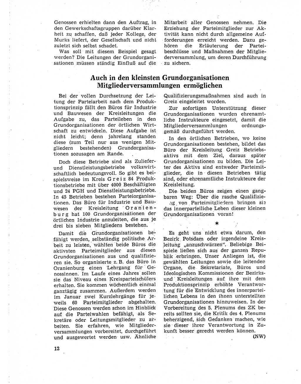 Neuer Weg (NW), Organ des Zentralkomitees (ZK) der SED (Sozialistische Einheitspartei Deutschlands) für Fragen des Parteilebens, 19. Jahrgang [Deutsche Demokratische Republik (DDR)] 1964, Seite 12 (NW ZK SED DDR 1964, S. 12)