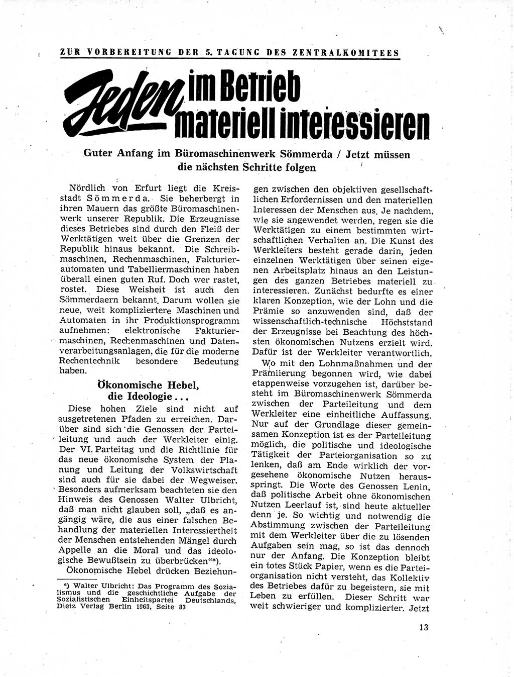 Neuer Weg (NW), Organ des Zentralkomitees (ZK) der SED (Sozialistische Einheitspartei Deutschlands) für Fragen des Parteilebens, 19. Jahrgang [Deutsche Demokratische Republik (DDR)] 1964, Seite 13 (NW ZK SED DDR 1964, S. 13)