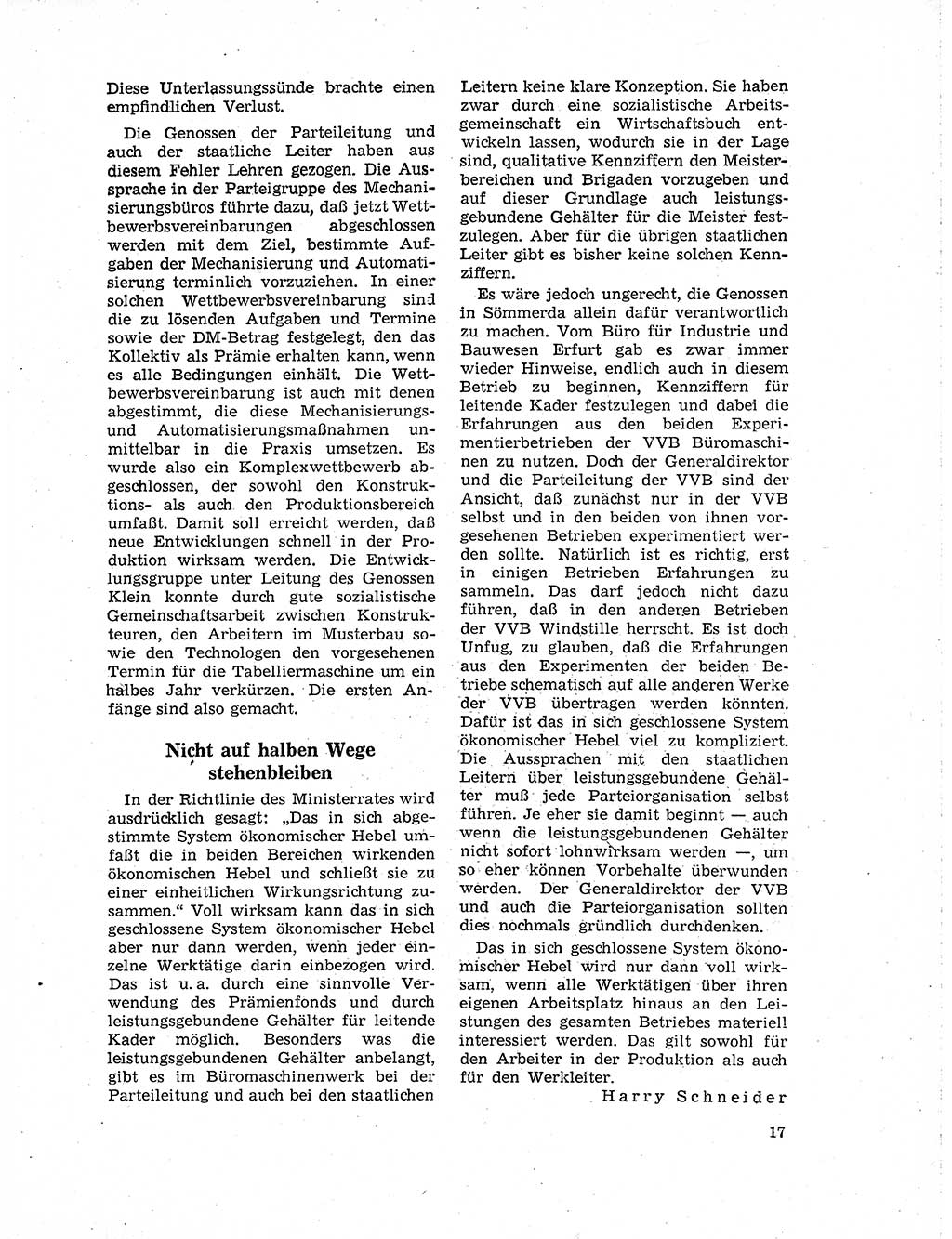 Neuer Weg (NW), Organ des Zentralkomitees (ZK) der SED (Sozialistische Einheitspartei Deutschlands) für Fragen des Parteilebens, 19. Jahrgang [Deutsche Demokratische Republik (DDR)] 1964, Seite 17 (NW ZK SED DDR 1964, S. 17)