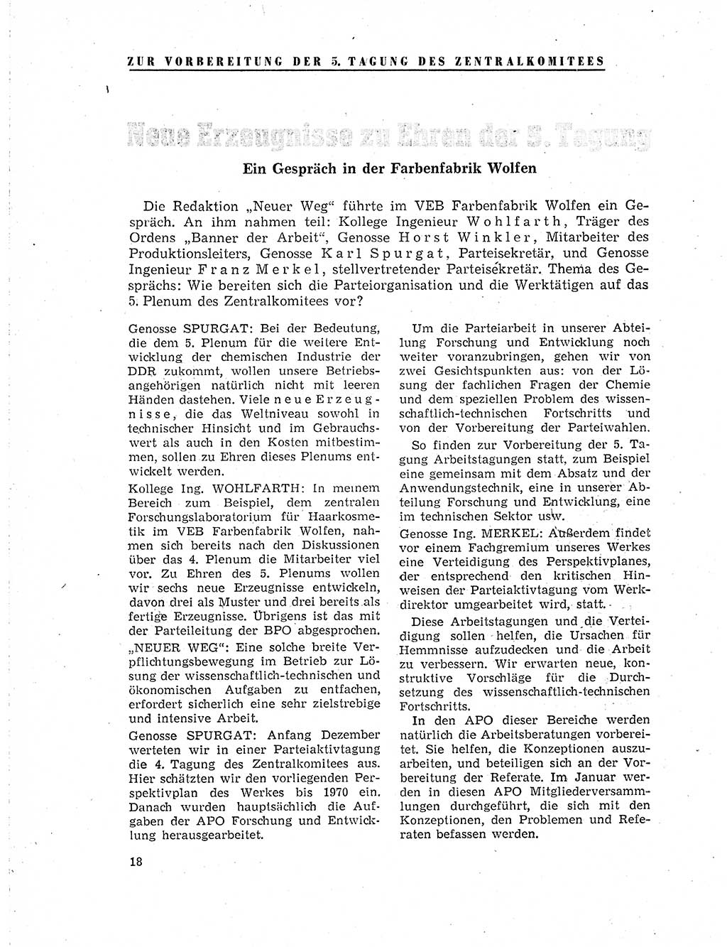 Neuer Weg (NW), Organ des Zentralkomitees (ZK) der SED (Sozialistische Einheitspartei Deutschlands) für Fragen des Parteilebens, 19. Jahrgang [Deutsche Demokratische Republik (DDR)] 1964, Seite 18 (NW ZK SED DDR 1964, S. 18)