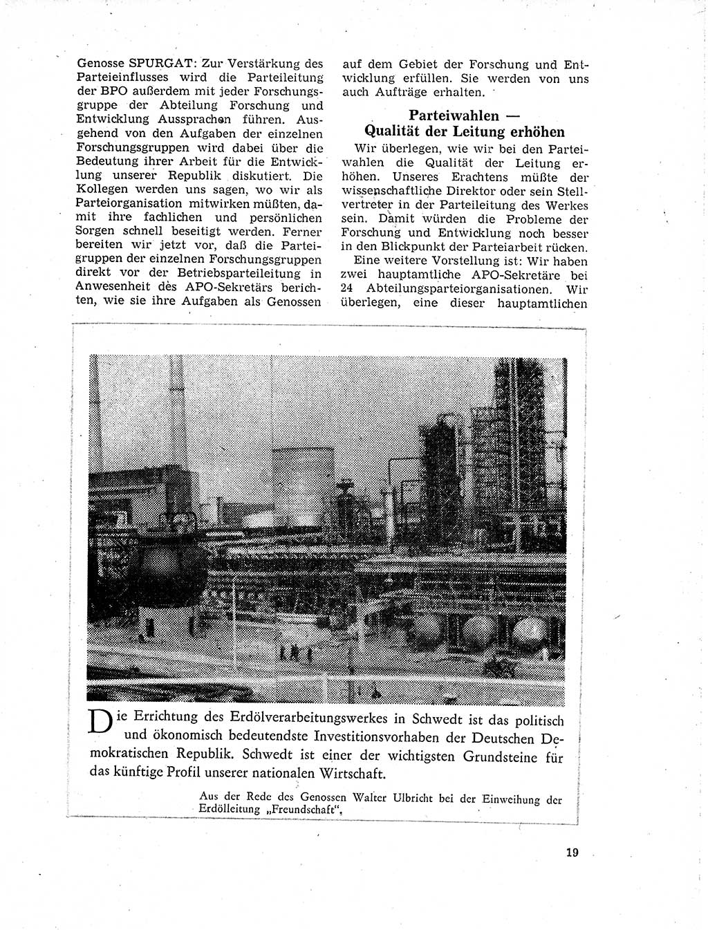 Neuer Weg (NW), Organ des Zentralkomitees (ZK) der SED (Sozialistische Einheitspartei Deutschlands) für Fragen des Parteilebens, 19. Jahrgang [Deutsche Demokratische Republik (DDR)] 1964, Seite 19 (NW ZK SED DDR 1964, S. 19)