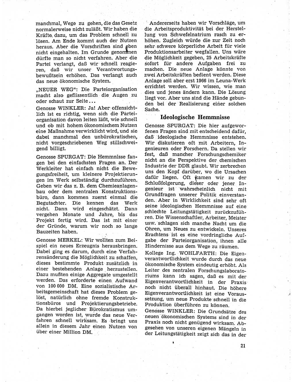 Neuer Weg (NW), Organ des Zentralkomitees (ZK) der SED (Sozialistische Einheitspartei Deutschlands) für Fragen des Parteilebens, 19. Jahrgang [Deutsche Demokratische Republik (DDR)] 1964, Seite 21 (NW ZK SED DDR 1964, S. 21)