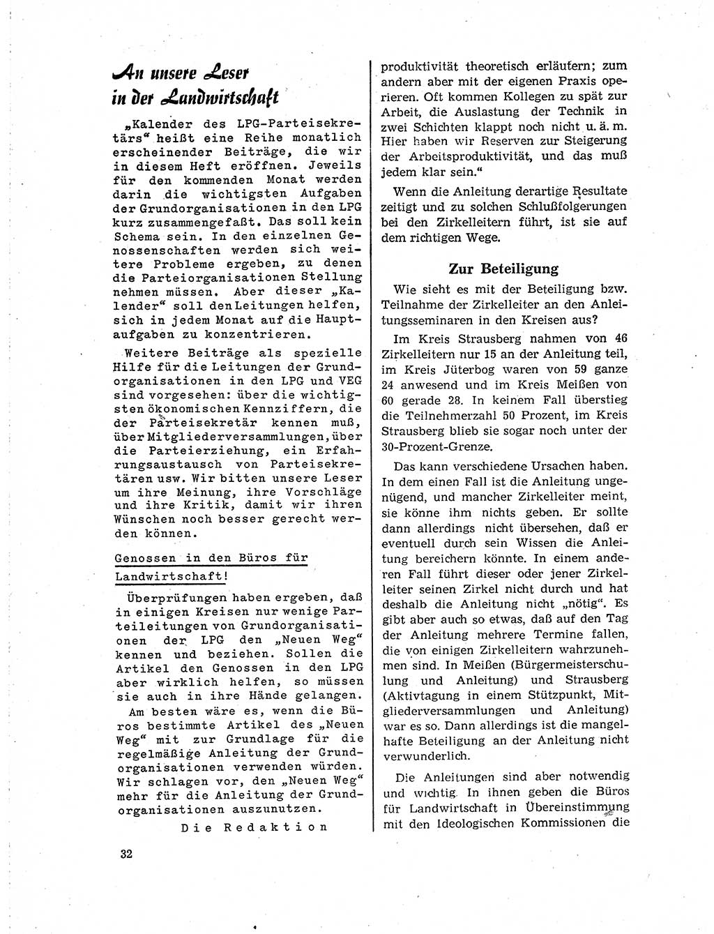 Neuer Weg (NW), Organ des Zentralkomitees (ZK) der SED (Sozialistische Einheitspartei Deutschlands) für Fragen des Parteilebens, 19. Jahrgang [Deutsche Demokratische Republik (DDR)] 1964, Seite 32 (NW ZK SED DDR 1964, S. 32)