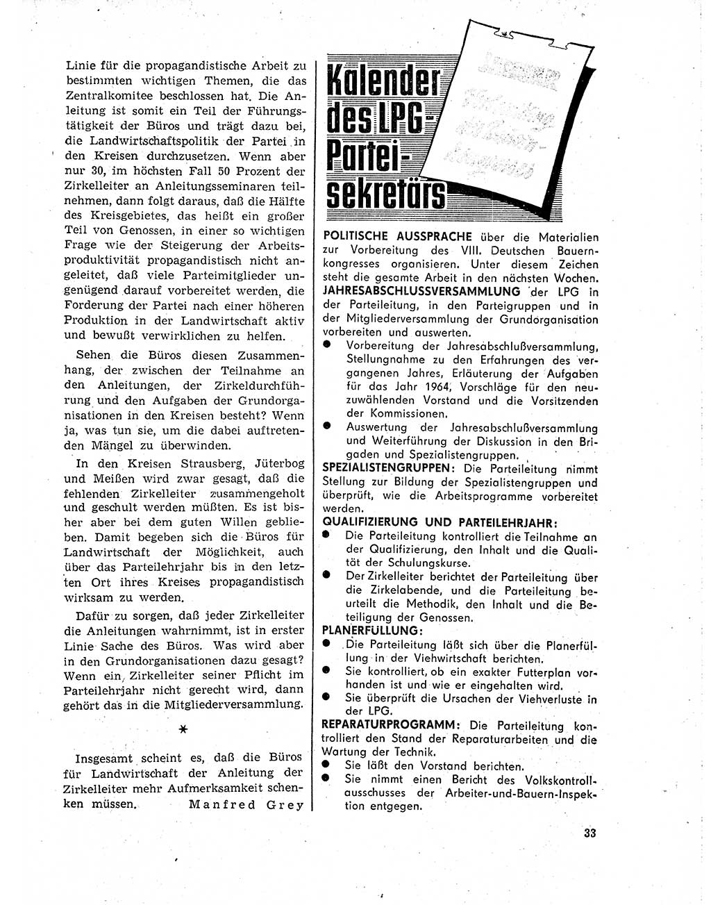Neuer Weg (NW), Organ des Zentralkomitees (ZK) der SED (Sozialistische Einheitspartei Deutschlands) für Fragen des Parteilebens, 19. Jahrgang [Deutsche Demokratische Republik (DDR)] 1964, Seite 33 (NW ZK SED DDR 1964, S. 33)