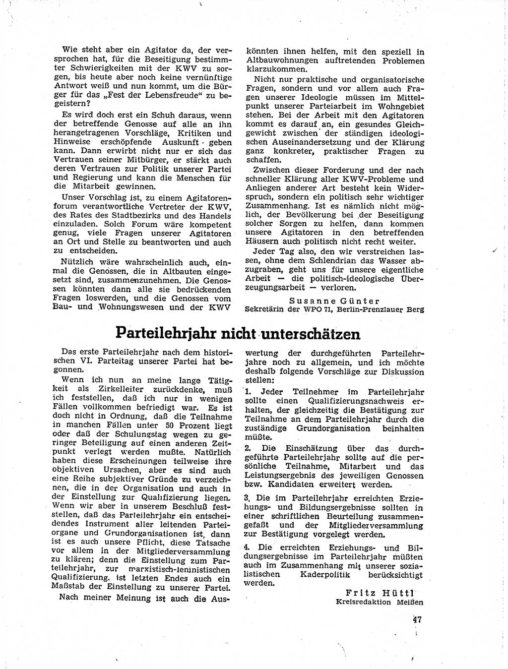 Neuer Weg (NW), Organ des Zentralkomitees (ZK) der SED (Sozialistische Einheitspartei Deutschlands) für Fragen des Parteilebens, 19. Jahrgang [Deutsche Demokratische Republik (DDR)] 1964, Seite 47 (NW ZK SED DDR 1964, S. 47)