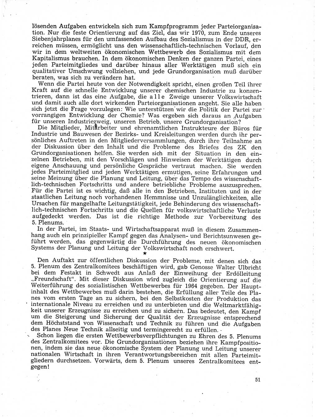 Neuer Weg (NW), Organ des Zentralkomitees (ZK) der SED (Sozialistische Einheitspartei Deutschlands) für Fragen des Parteilebens, 19. Jahrgang [Deutsche Demokratische Republik (DDR)] 1964, Seite 51 (NW ZK SED DDR 1964, S. 51)