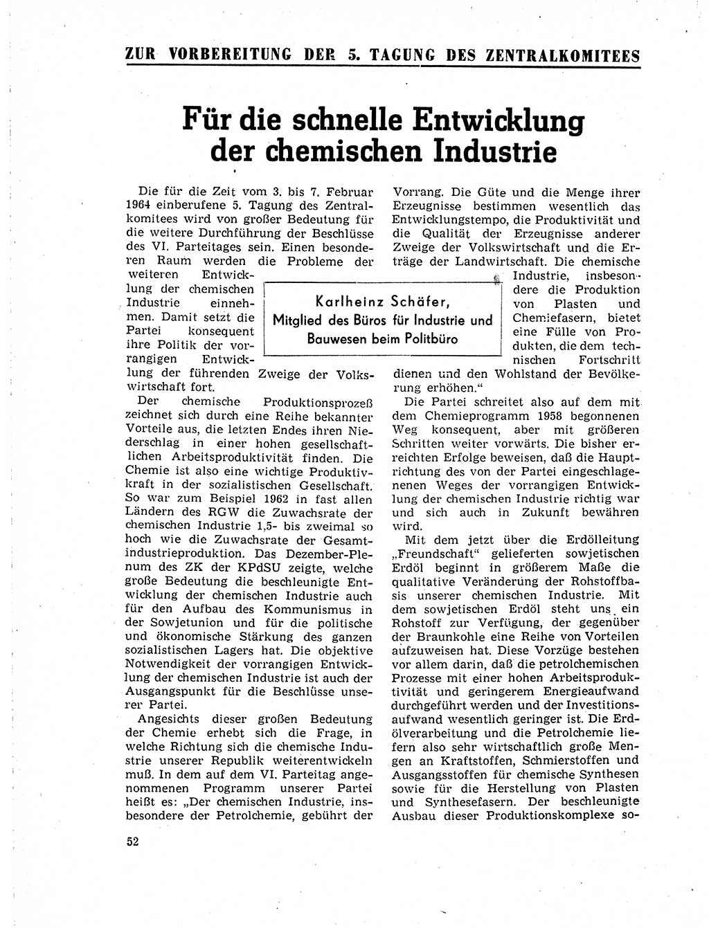 Neuer Weg (NW), Organ des Zentralkomitees (ZK) der SED (Sozialistische Einheitspartei Deutschlands) für Fragen des Parteilebens, 19. Jahrgang [Deutsche Demokratische Republik (DDR)] 1964, Seite 52 (NW ZK SED DDR 1964, S. 52)