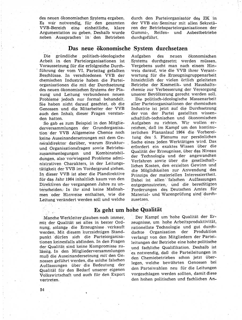 Neuer Weg (NW), Organ des Zentralkomitees (ZK) der SED (Sozialistische Einheitspartei Deutschlands) für Fragen des Parteilebens, 19. Jahrgang [Deutsche Demokratische Republik (DDR)] 1964, Seite 54 (NW ZK SED DDR 1964, S. 54)