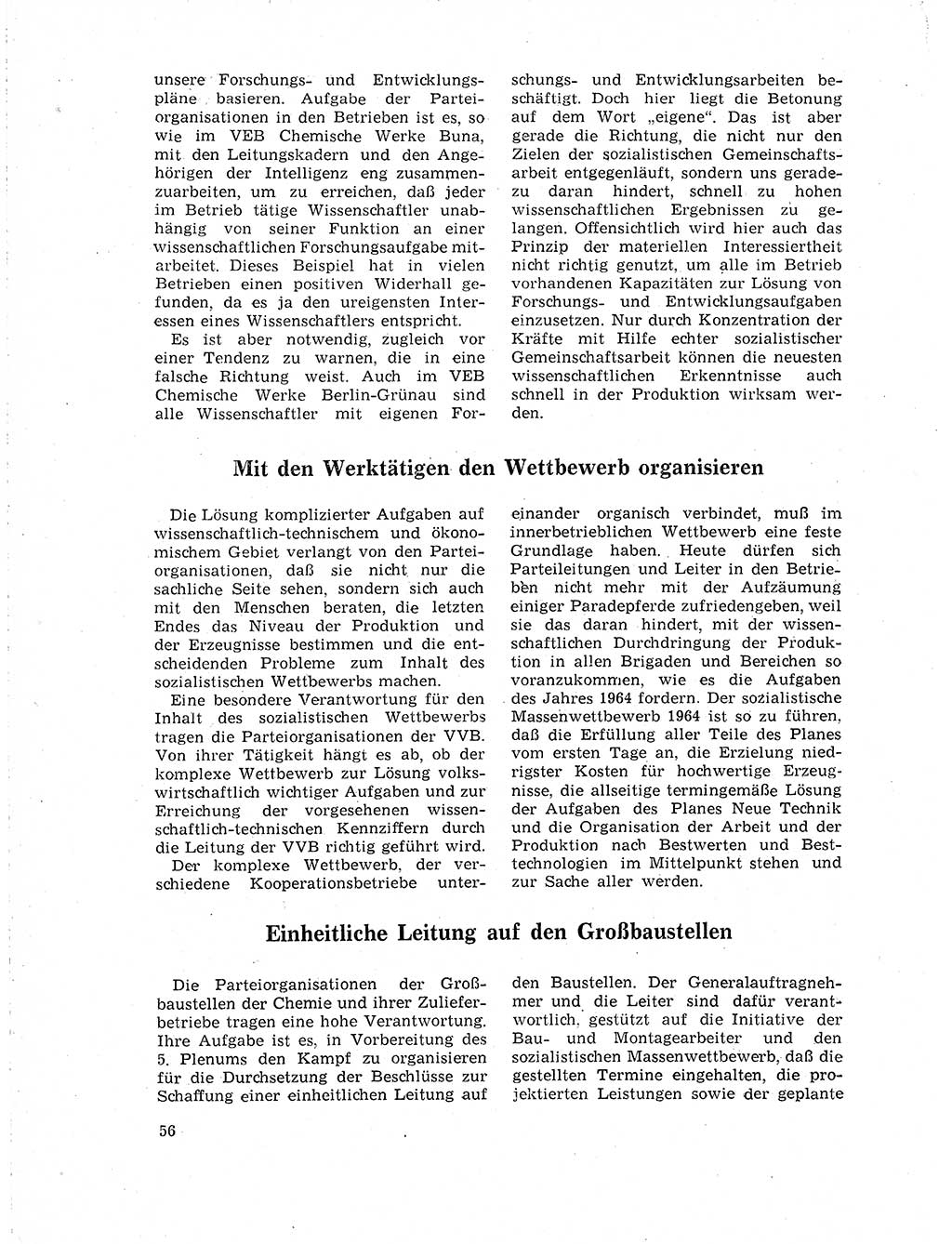 Neuer Weg (NW), Organ des Zentralkomitees (ZK) der SED (Sozialistische Einheitspartei Deutschlands) für Fragen des Parteilebens, 19. Jahrgang [Deutsche Demokratische Republik (DDR)] 1964, Seite 56 (NW ZK SED DDR 1964, S. 56)