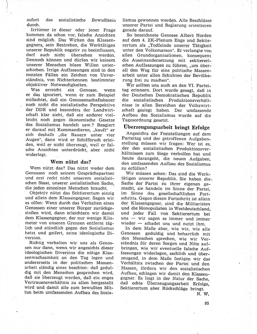 Neuer Weg (NW), Organ des Zentralkomitees (ZK) der SED (Sozialistische Einheitspartei Deutschlands) für Fragen des Parteilebens, 19. Jahrgang [Deutsche Demokratische Republik (DDR)] 1964, Seite 95 (NW ZK SED DDR 1964, S. 95)
