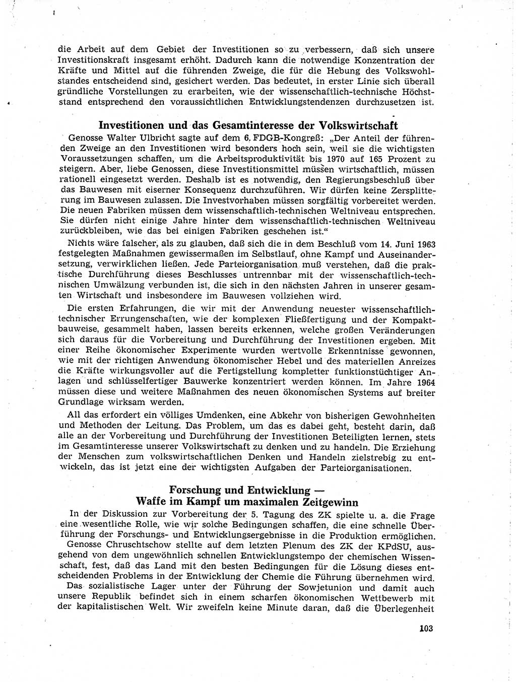 Neuer Weg (NW), Organ des Zentralkomitees (ZK) der SED (Sozialistische Einheitspartei Deutschlands) für Fragen des Parteilebens, 19. Jahrgang [Deutsche Demokratische Republik (DDR)] 1964, Seite 103 (NW ZK SED DDR 1964, S. 103)