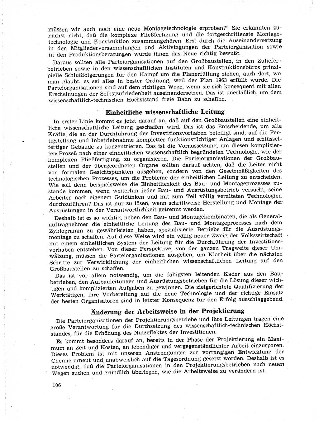 Neuer Weg (NW), Organ des Zentralkomitees (ZK) der SED (Sozialistische Einheitspartei Deutschlands) für Fragen des Parteilebens, 19. Jahrgang [Deutsche Demokratische Republik (DDR)] 1964, Seite 106 (NW ZK SED DDR 1964, S. 106)