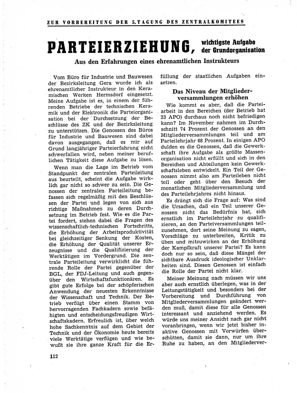 Neuer Weg (NW), Organ des Zentralkomitees (ZK) der SED (Sozialistische Einheitspartei Deutschlands) für Fragen des Parteilebens, 19. Jahrgang [Deutsche Demokratische Republik (DDR)] 1964, Seite 112 (NW ZK SED DDR 1964, S. 112)