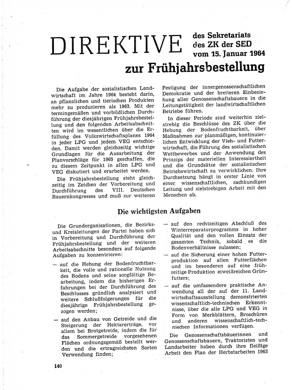 Neuer Weg (NW), Organ des Zentralkomitees (ZK) der SED (Sozialistische Einheitspartei Deutschlands) für Fragen des Parteilebens, 19. Jahrgang [Deutsche Demokratische Republik (DDR)] 1964, Seite 140 (NW ZK SED DDR 1964, S. 140)