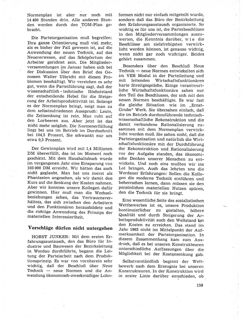 Neuer Weg (NW), Organ des Zentralkomitees (ZK) der SED (Sozialistische Einheitspartei Deutschlands) für Fragen des Parteilebens, 19. Jahrgang [Deutsche Demokratische Republik (DDR)] 1964, Seite 159 (NW ZK SED DDR 1964, S. 159)