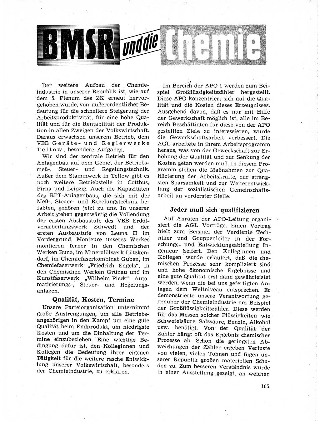 Neuer Weg (NW), Organ des Zentralkomitees (ZK) der SED (Sozialistische Einheitspartei Deutschlands) für Fragen des Parteilebens, 19. Jahrgang [Deutsche Demokratische Republik (DDR)] 1964, Seite 165 (NW ZK SED DDR 1964, S. 165)