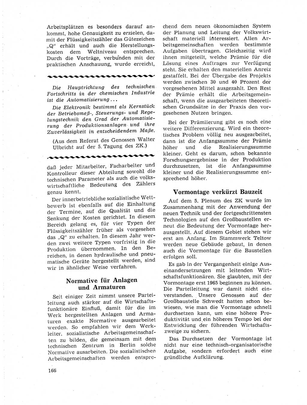 Neuer Weg (NW), Organ des Zentralkomitees (ZK) der SED (Sozialistische Einheitspartei Deutschlands) für Fragen des Parteilebens, 19. Jahrgang [Deutsche Demokratische Republik (DDR)] 1964, Seite 166 (NW ZK SED DDR 1964, S. 166)