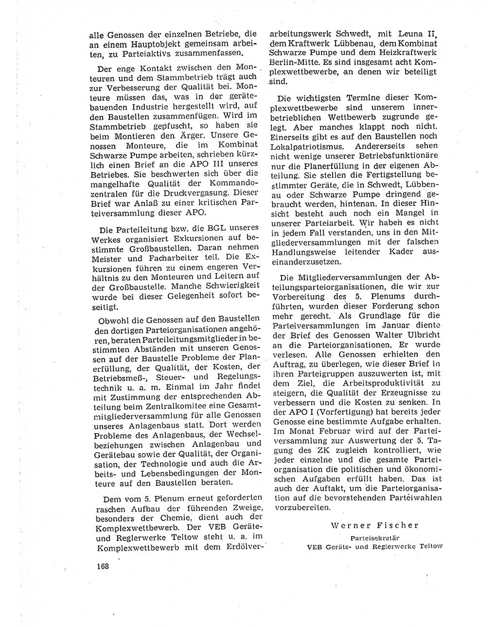 Neuer Weg (NW), Organ des Zentralkomitees (ZK) der SED (Sozialistische Einheitspartei Deutschlands) für Fragen des Parteilebens, 19. Jahrgang [Deutsche Demokratische Republik (DDR)] 1964, Seite 168 (NW ZK SED DDR 1964, S. 168)