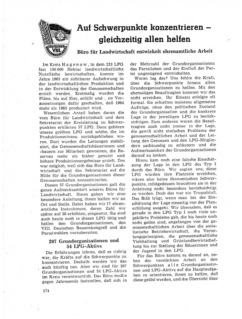 Neuer Weg (NW), Organ des Zentralkomitees (ZK) der SED (Sozialistische Einheitspartei Deutschlands) für Fragen des Parteilebens, 19. Jahrgang [Deutsche Demokratische Republik (DDR)] 1964, Seite 174 (NW ZK SED DDR 1964, S. 174)
