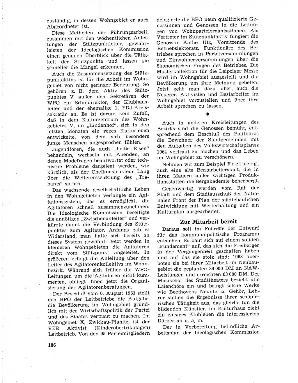 Neuer Weg (NW), Organ des Zentralkomitees (ZK) der SED (Sozialistische Einheitspartei Deutschlands) für Fragen des Parteilebens, 19. Jahrgang [Deutsche Demokratische Republik (DDR)] 1964, Seite 186 (NW ZK SED DDR 1964, S. 186)